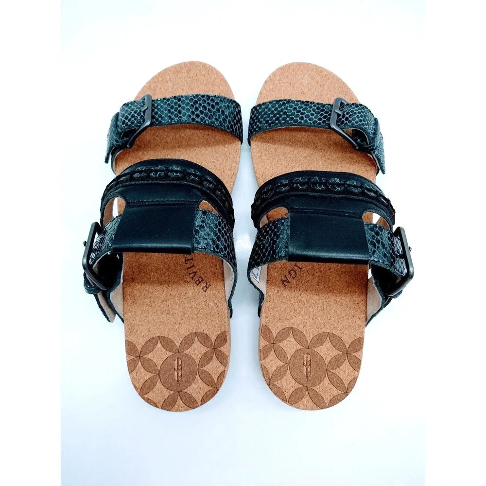 COPY - Revitalign Women's Sofia Slide Sandals - Black Leather , Size US 7 / EUR…